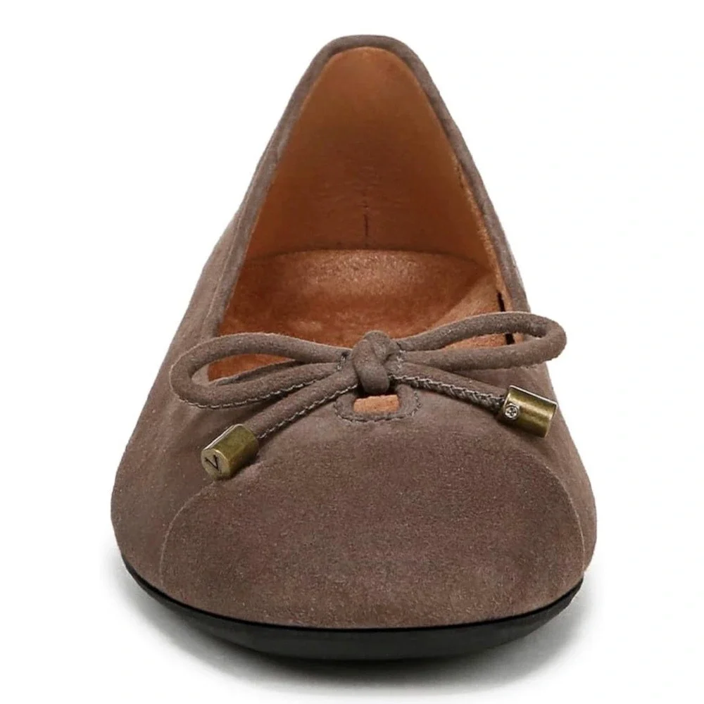 Vionic Klara Skimmers Ballet Flat Driftwood Suede Brown Square Toe Wide 8.5 W